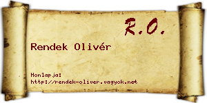 Rendek Olivér névjegykártya
